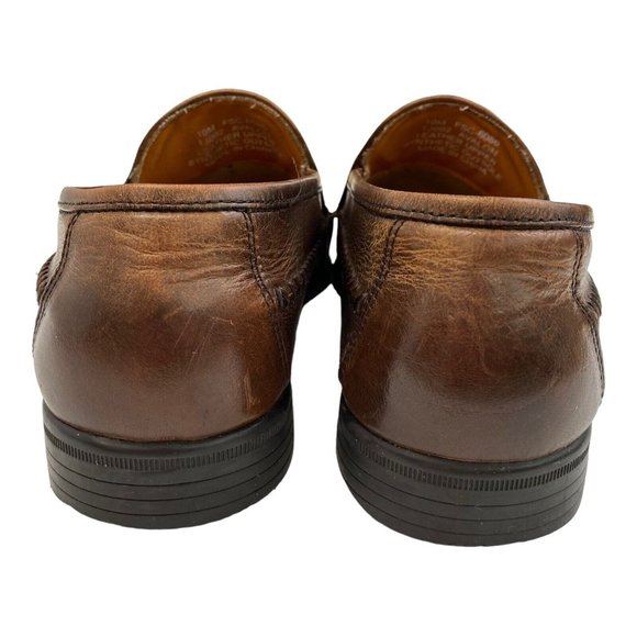 French Shriner Avalon Dress Shoe Mens Size 10 Loafer Slip On Woven Brown Leather - Picture 7 of 14